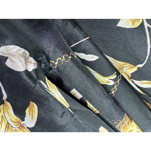 A.M. Studio Silk Bomber Jacket Black Gold Lion Print Chain Baroque Size 3X - Picture 5 of 5